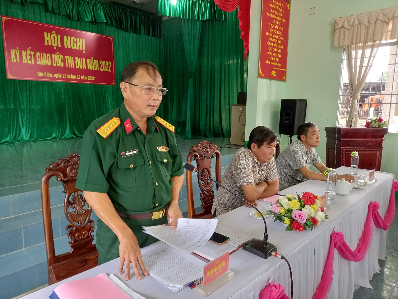 Đại tá Hoàng Xuân Cường- Phó Bí thư Đảng ủy Quân sự tỉnh, Chính ủy Bộ CHQS tỉnh Tây Ninh phát biểu chỉ đạo.jpg