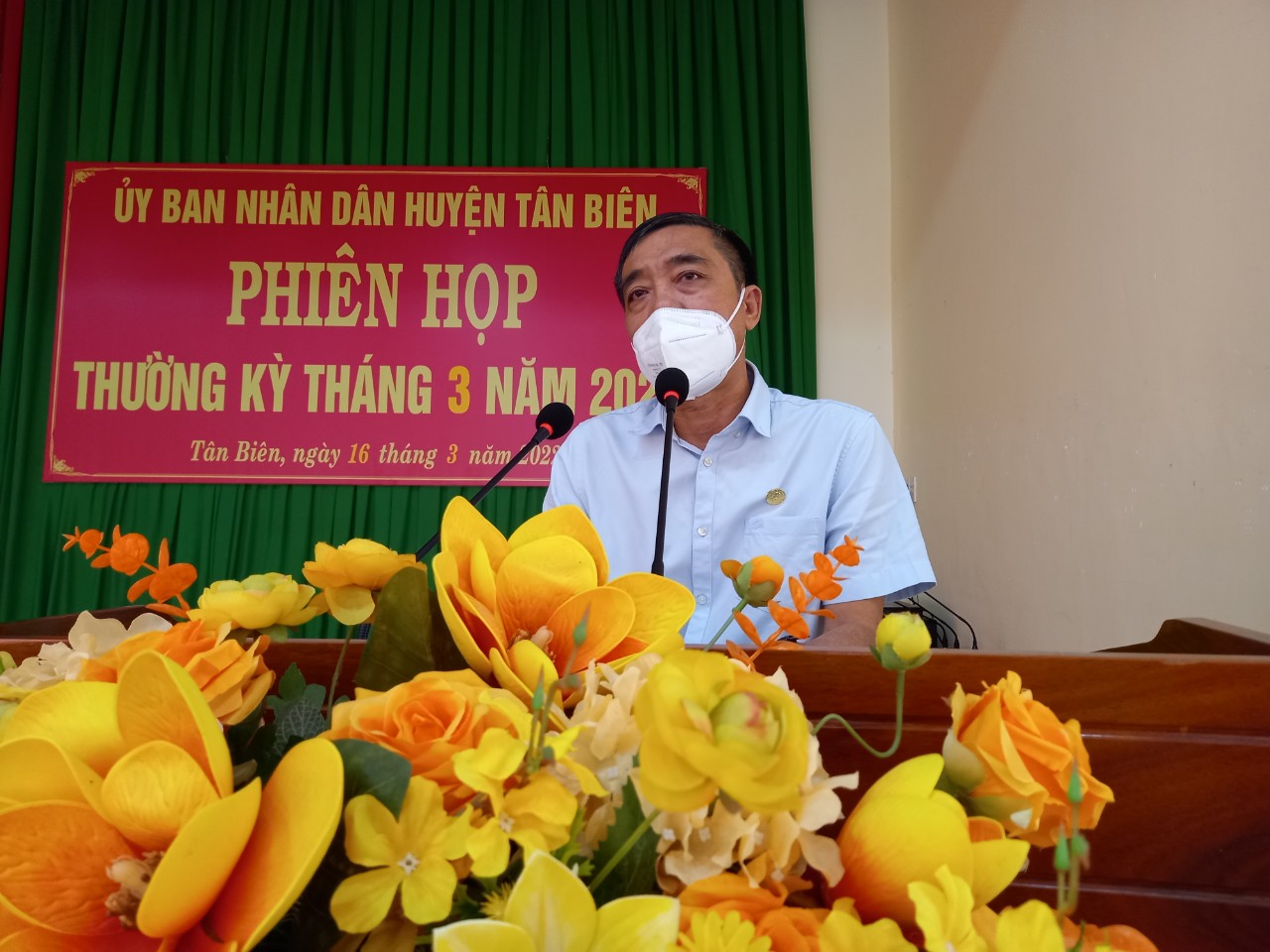 Ảnh ông Đặng Văn Nghĩa   PCT UBND huyện phát biểu kết luận tại phiên họp