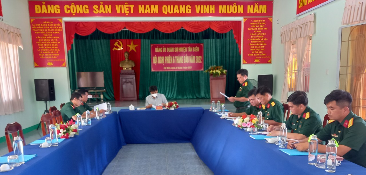 Đảng ủy Quân sự huyện Tân Biên tổ chức hội nghị 6 tháng đầu năm 2022 và ra Nghị quyết lãnh đạo thực hiện nhiệm vụ 6 tháng cuối năm 2022.